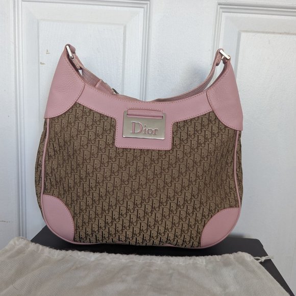 Vintage Dior Diorissimo Handbag with canvas beige and pink leather - Picture 1 of 16